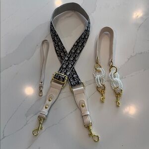 Cream faux leather Strap Set with Gold Hardware
